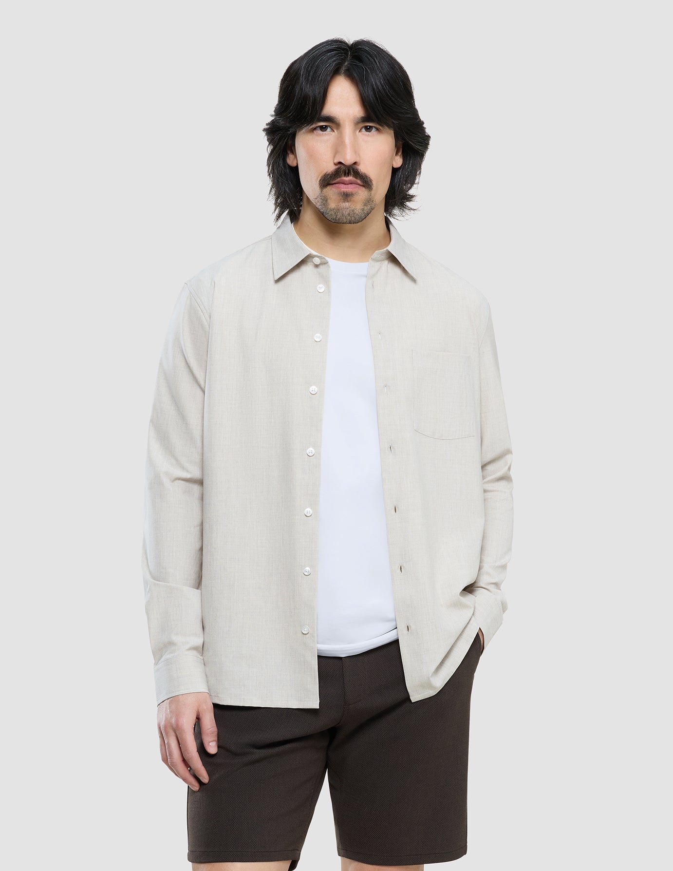 Tech Linen Casual Shirt Sandshell